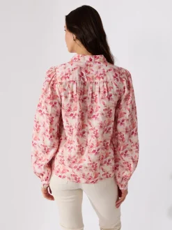 Sierra printet linbluse